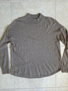 Madewell Taupe Ribbed Mock Neck Sweater